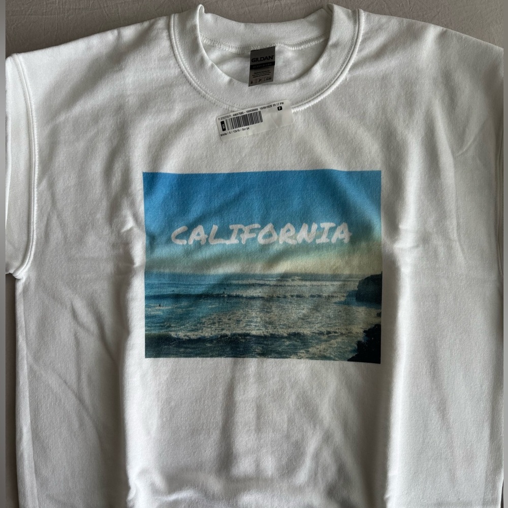 GILDAN | White California State Cotton Polyester Sweater Sweatshirt Size S NWT